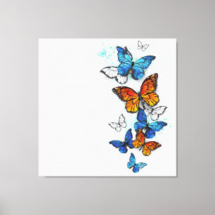 Toile Papillons volants Morpho et Monarch
