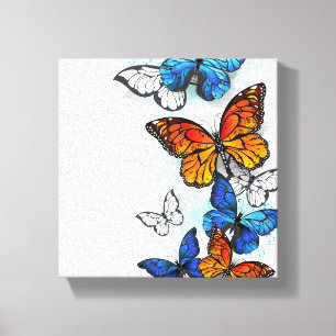 Toile Papillons volants Morpho et Monarch
