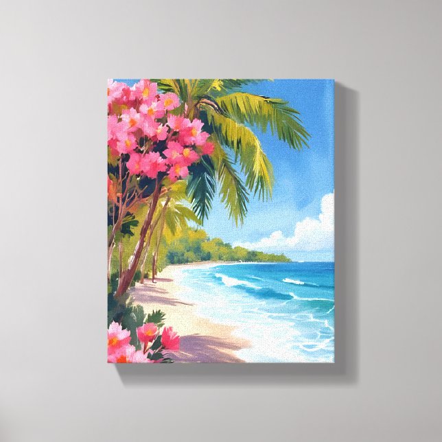 Toile Paradis tropical de la plage | Peinture océanique (Recto)