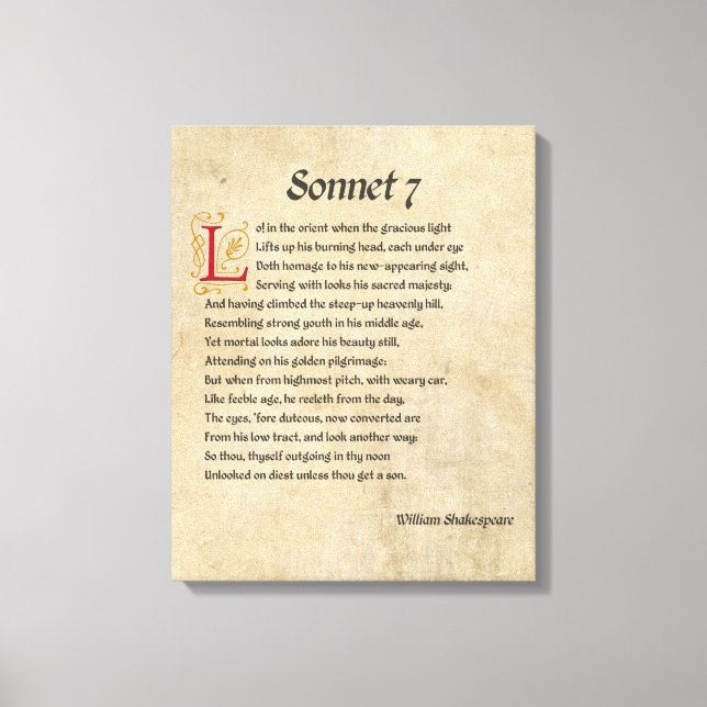 Toile Parchemin Shakespeare Sonnet 7 (Recto)