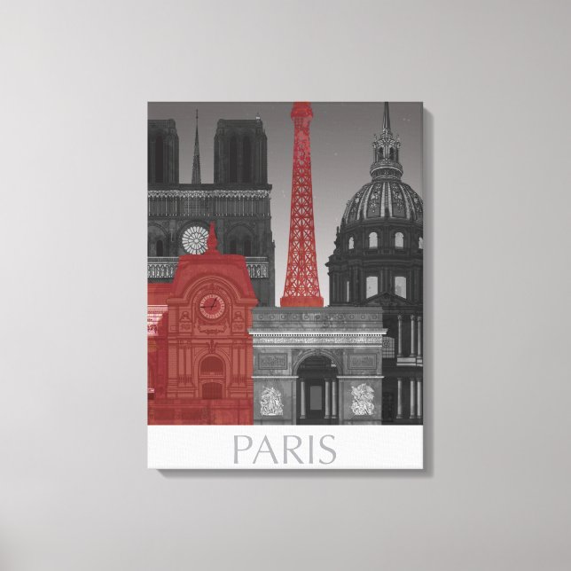 Toile Paris Elevages par nuit - Rouge (Recto)