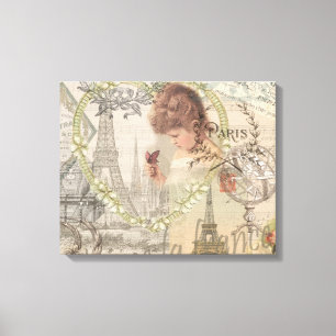 Toile Paris France Jolie fille Eiffel