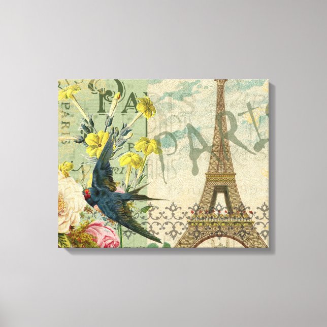 Toile Paris France Voyage Vintage Art Antique Peinture (Recto)