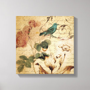 Toile Paris rose victorien Scripts l'oiseau français