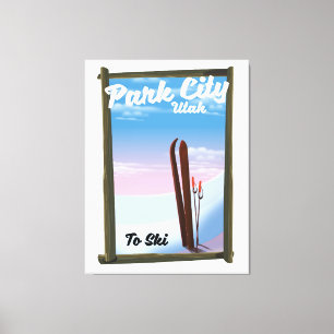 Toile Park city Utah affiche de voyage de ski