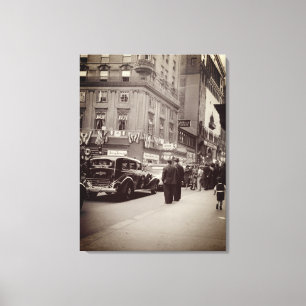 Toile Parker House Hotel Boston 1930 Street Scene Car