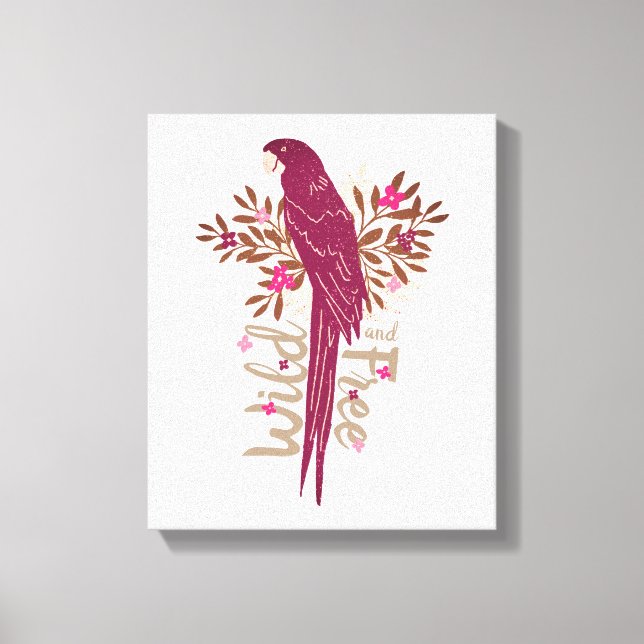 Toile Parrot d'ara sauvage et libre Feuilles tropicaux (Recto)