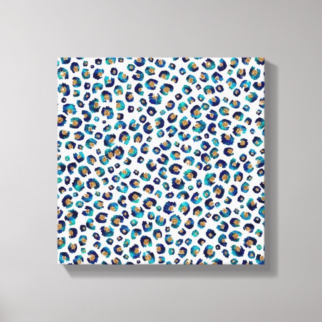 Toile Parties scintillant d'or bleu Motif Leopard (Recto)