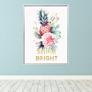 Toile Parties scintillant d'or tropical ananas brillant