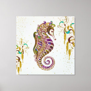 Toile Parties scintillant Gold Summer Rainbow Seahorse