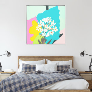 Toile Pastel Abstrait Artistic Floral Blocs couleur