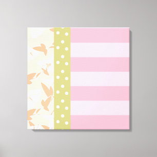 Toile Pastel Rose Peach Tan Girl Floral Mur Art