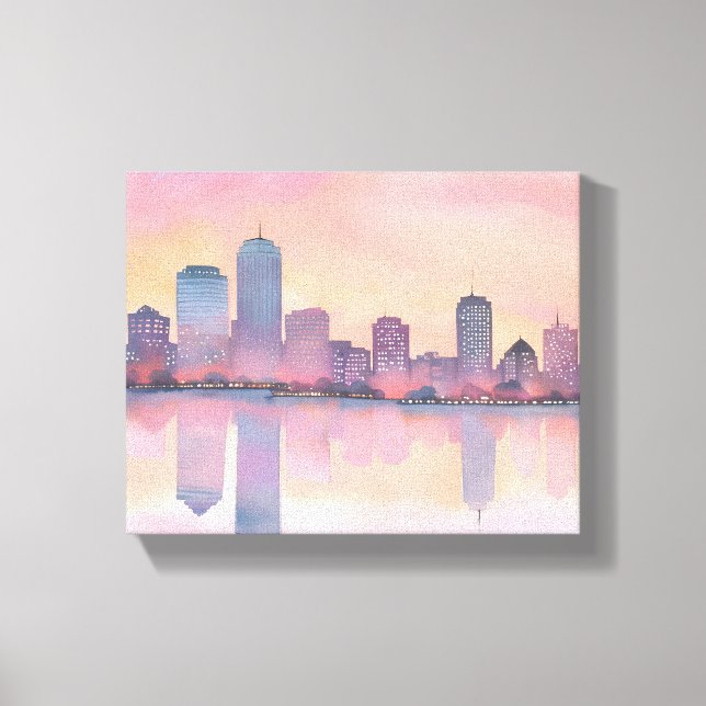 Toile Pastel Sunset Cityscape | Aquarelle Skyline (Recto)