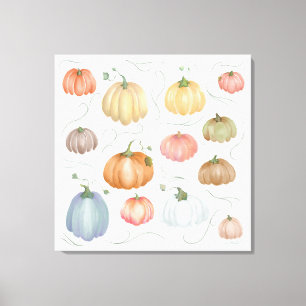 Toile Patch Citrouille couleur aquarelle