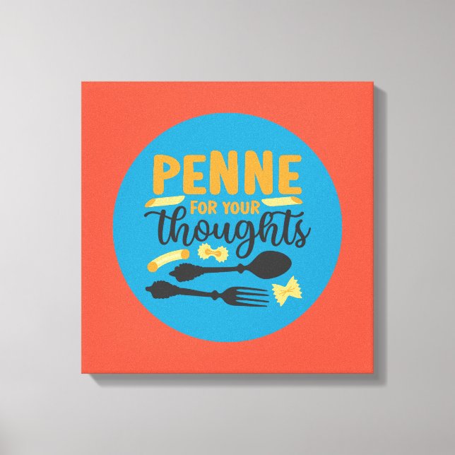 Toile Pâtes amusantes Pun alimentaire Typographie couleu (Recto)