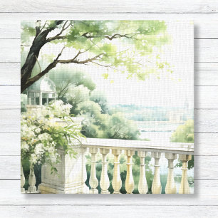 Toile Patio Gazebo Lake Vue Aquarelle Art Canvas