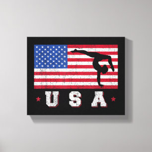 Toile Patriotic Sports Gift American USA Flag Girls Gymn