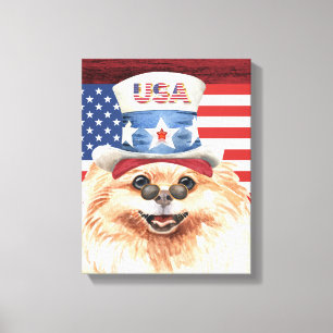 Toile Patriotic Toy pom Chien Fête du drapeau américain