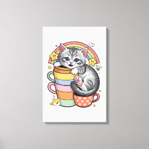 Toile Pattes pastel et gorgées de couleurs arc-en-ciel