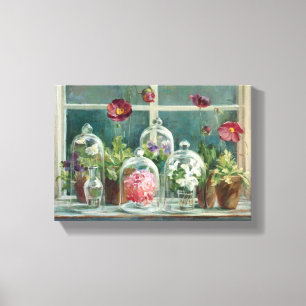 Toile Pavots pourpres sur un rebord de fenêtre