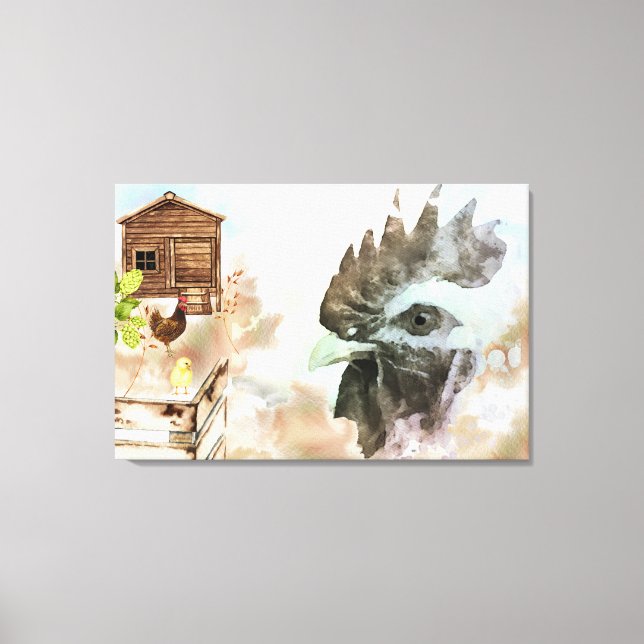 Toile *~ Pays Poulet Coop Hen Farm House Chic Rustique (Recto)