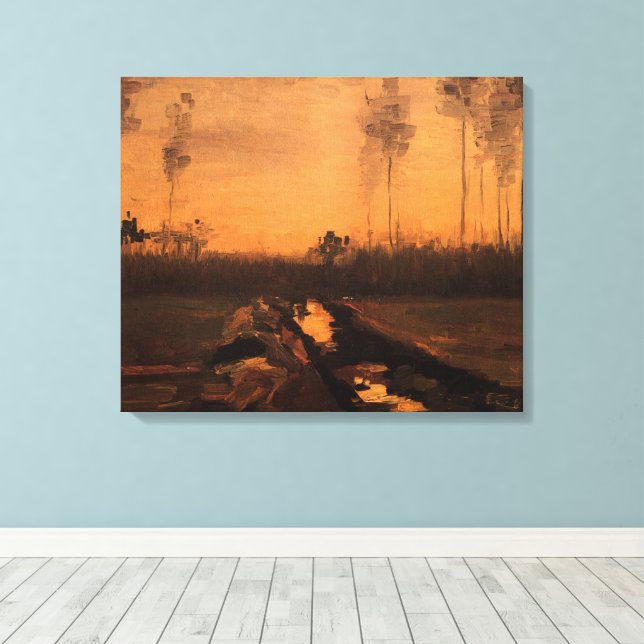 Toile Paysage à Dusk par Vincent van Gogh (Insitu (Plancher de Bois))