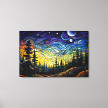 Paysage Abstrait Colorful Forest Tree Sunset