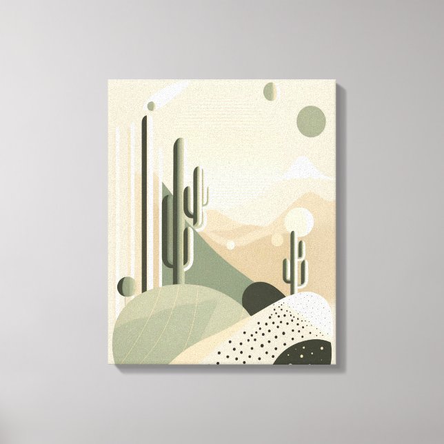 Toile Paysage Abstrait vert du désert du Boho (Recto)