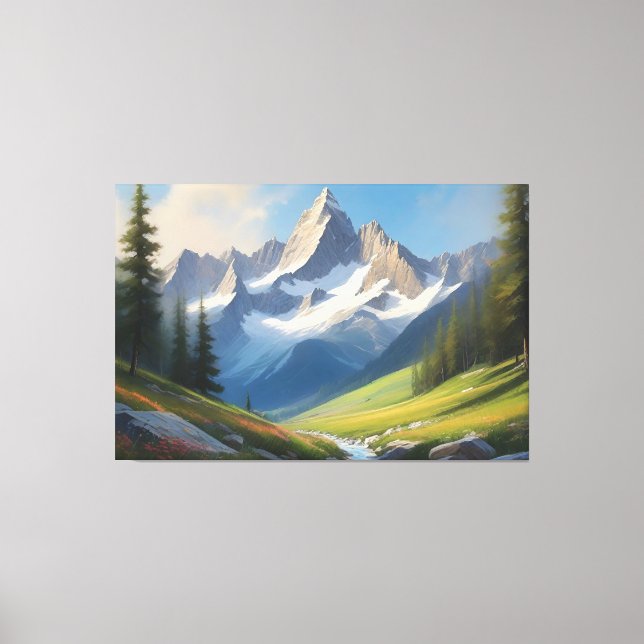 Toile Paysage alpin Aquarelle Art (Recto)