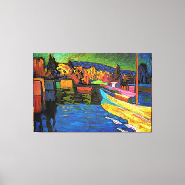 Toile Paysage Automne Avec Bateaux (Recto)