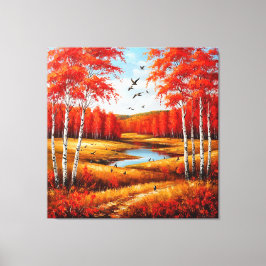 Toile Paysage d'automne panoramique avec feuillage vibra