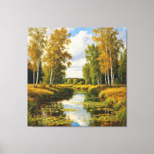 Toile Paysage d'automne serein avec reflets de rivière