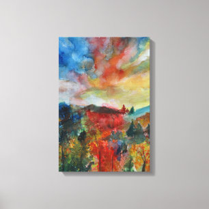 Toile Paysage d'automne unique aquarelle Art