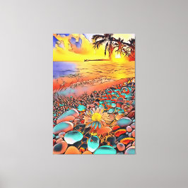 Toile Paysage de coucher de soleil magnifique en peintur