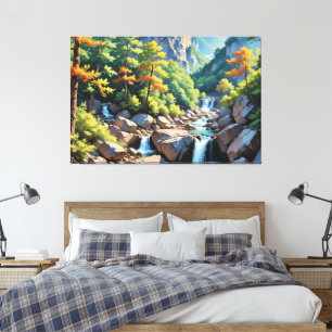 Toile Paysage de la cascade de Serene Mountain