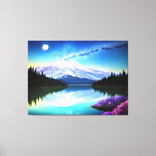 Toile Paysage de la lune du lac Mountain