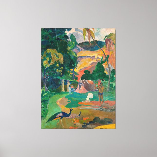 Toile Paysage de Paul Gauguin Matamoe avec Peacocks (Recto)