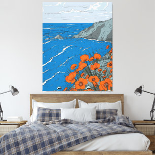 Toile Paysage de prairie de fleurs sauvages 