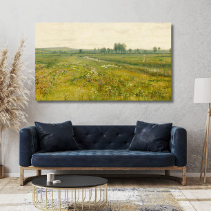 Toile Paysage de prairie étendu avec oies