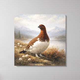 Toile Paysage de toundra Lagopède des saules faune sauva