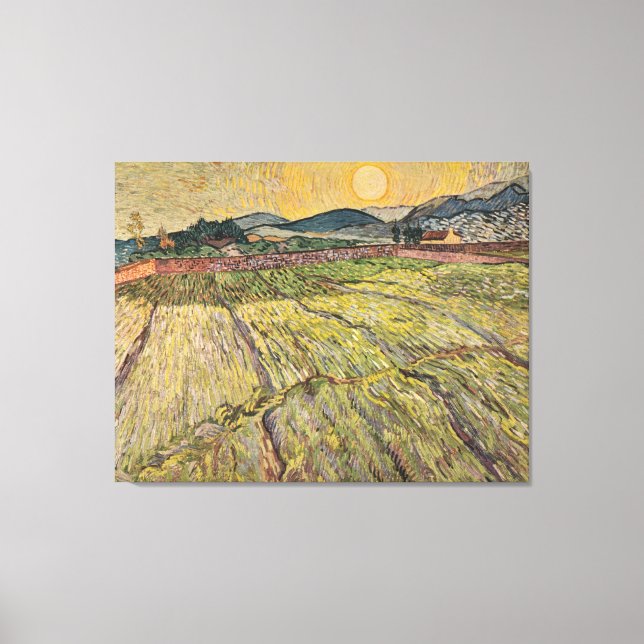 Toile Paysage de Van Gogh avec champs de fleurs (1899) (Recto)