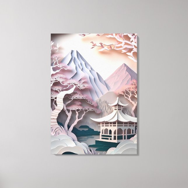 Toile Paysage du pavillon de découpe de papier étiré (Recto)