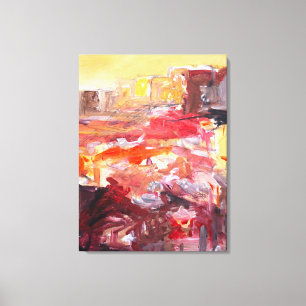 Toile Paysage et architecture abstraits en terre cuite