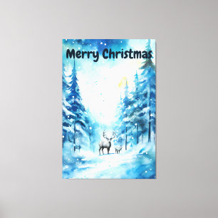 Toile Paysage hivernal aquarelle Noël Pôle Nord