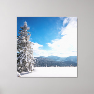 Toile Paysage hivernal ensoleillé des neiges