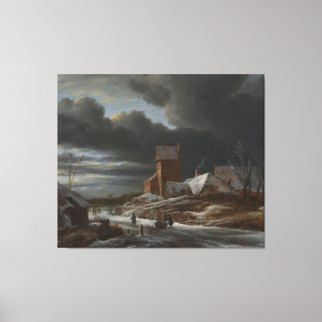 Toile Paysage hivernal, Jacob Isaacksz. van Ruisdael, c. (Recto)