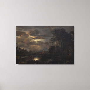 Toile Paysage Lune avec Pont