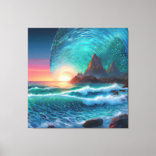 Toile Paysage marin des houles cosmiques