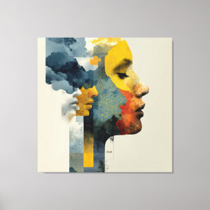 Toile Paysage Mental Mosaïque de Profil Stratifié Lumine