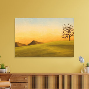 Toile Paysage minimaliste avec arbre nu
